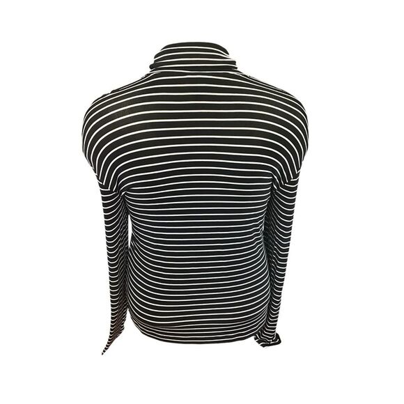 Chico's Travelers Black White Stripe Pullover LS Turtleneck Women's Size XL - Picture 2 of 6